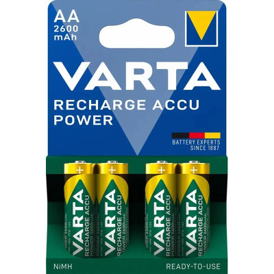 Акумулятори VARTA AA Ni-MH 1.2V 2600mAh – набір 4 шт у блістері для побутових пристроїв