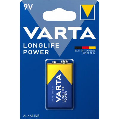Батарейка VARTA Longlife Power 6LR61 (Крона) 9V/6F22 – щелочной элемент питания для электроники, игрушек и приборов