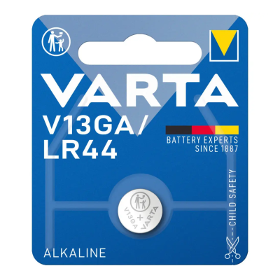Щелочная батарейка VARTA V13GA / LR44 1.5V Alkaline (11.6×5.4 мм) – дисковый элемент питания для весов, игрушек, пультов и электроники Щелочная батарейка VARTA V13GA / LR44 1.5V Alkaline (11.6×5.4 мм) – дисковый элемент питания для весов, игрушек, пультов и электроники