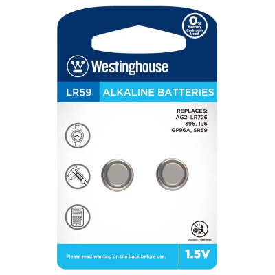 Батарейка Alkaline G2 / LR726 / 396 / GP96A 1.5V D7.9×H2.6 мм (2 шт) – Westinghouse