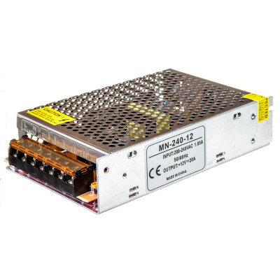 Блок живлення AVT 12V 20A 240Вт 164×98×37 мм – перфорований металевий корпус IP20 для потужних LED-стрічок Блок живлення AVT 12V 20A 240Вт 164×98×37 мм – перфорований металевий корпус IP20 для потужних LED-стрічок