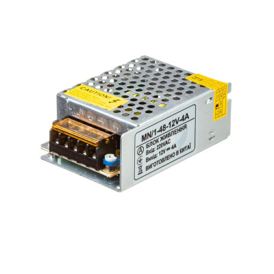 Блок живлення 12V 4A 48Вт 85×58×33 мм перфорований IP20 метал AVT Compact – для світлодіодної стрічки