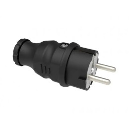 Вилка розбірна гумова BEMIS ВК-1-1402-2011 16А з заземленням IP44 чорна – вологозахищена силова електровилка